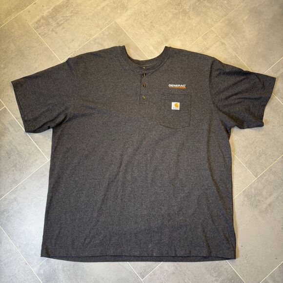 Carhartt K84 Henley T-Shirt Men’s 3XL Gray Short Sleeve Pocket Generac Logo - Picture 1 of 7
